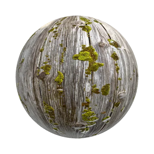 стены из старых досок оброших мхом — seamless wood PBR material preview