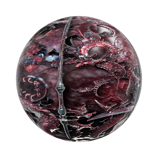 A blood moon lunar dragon spirit Scythe — seamless organic PBR material preview