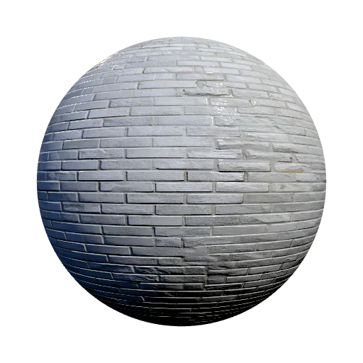 Seamless PBR texture of aged pale white-gray brick… — seamless stone PBR material preview