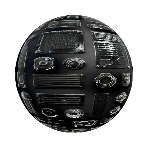 A set of decals featuring intricate details such as… — seamless metal PBR material preview