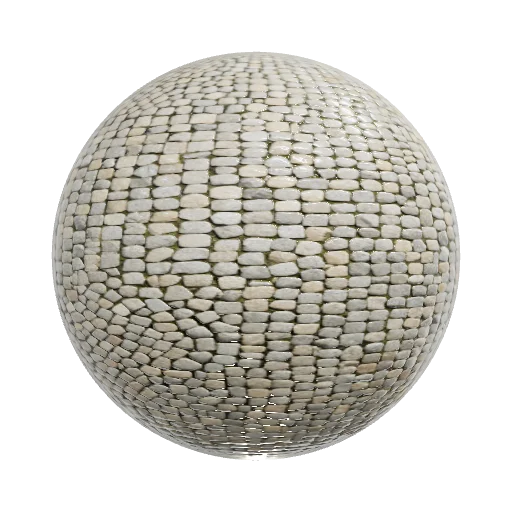 Stylized Scandinavian cobblestone street, smooth… — seamless stone PBR material preview