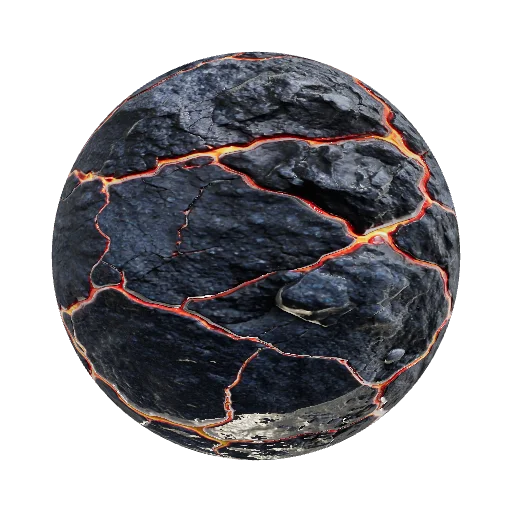 seamless cracked rock with glowing lava — seamless stone PBR material preview