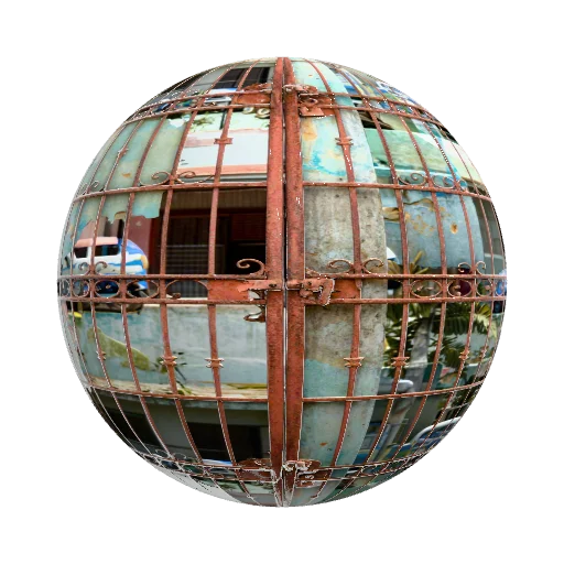 Front-facing, flat orthographic view of a weathered… — metal PBR material preview