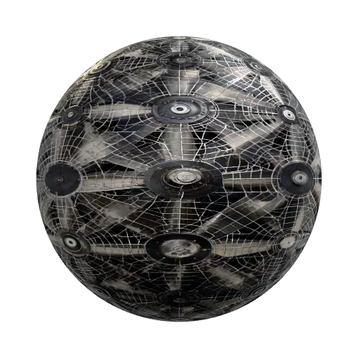 A single centered front view shot of a fan propeller… — seamless metal PBR material preview
