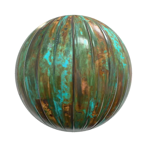 A seamless PBR texture of architectural oxidized copper… — seamless metal PBR material preview