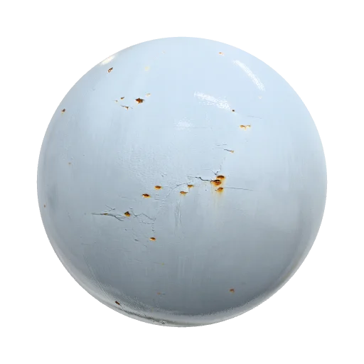 Light-gray painted steel, peeling paint, scratches and… — seamless metal PBR material preview