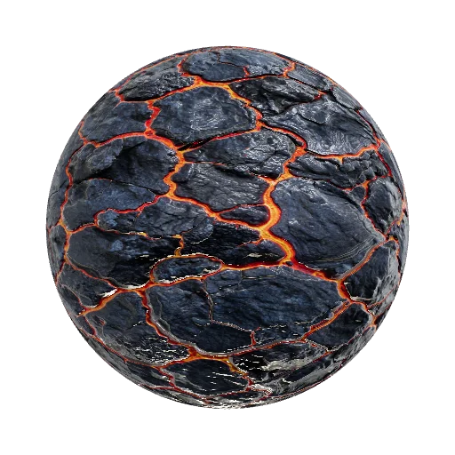 cracked rock with glowing lava — seamless stone PBR material preview