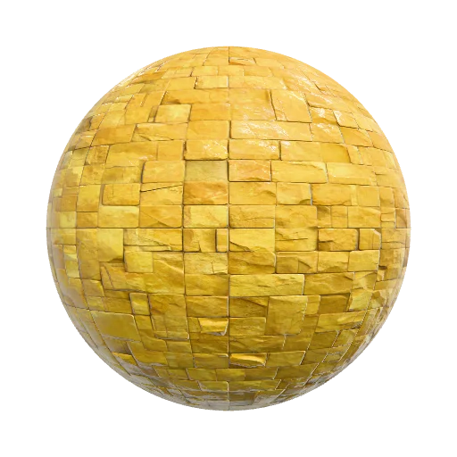 Seamless PBR texture of square yellow stones road from… — seamless stone PBR material preview