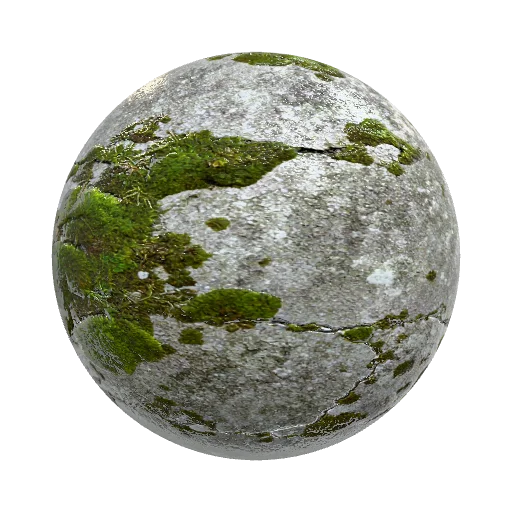 cement with moss — seamless stone PBR material preview