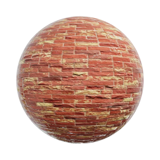 brickwork with red and gold shades — seamless stone PBR material preview