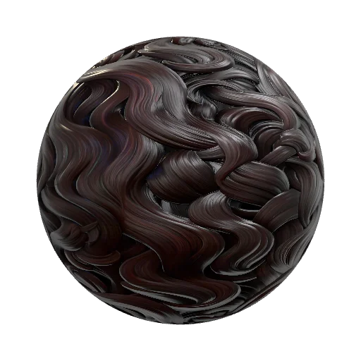 Stylized comic-book 3D hair material, dark brown to… — seamless organic PBR material preview