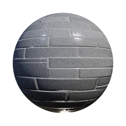 Raw unglazed grey brickwork, stack bond pattern, heavy mortar joints, brutalist architecture style, gritty texture, seam — seamless stone PBR material preview