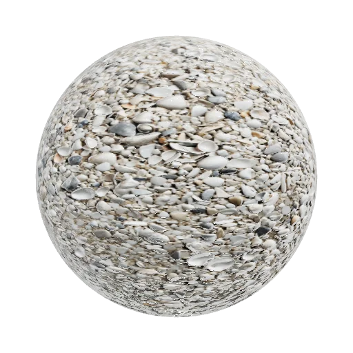 Crushed seashell gravel, broken shell fragments of… — seamless ground PBR material preview