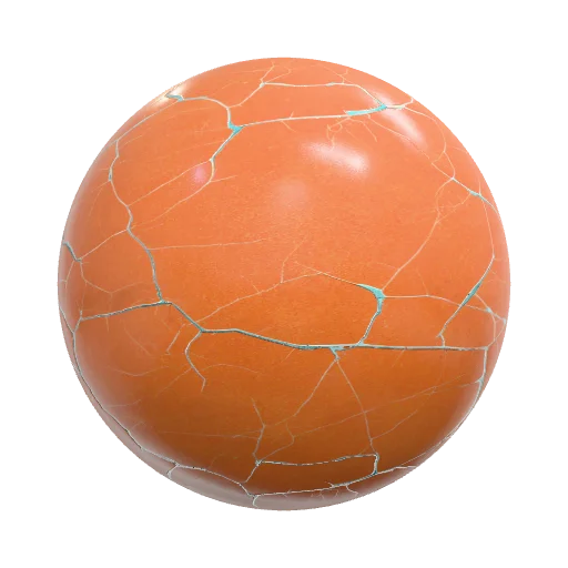 Glazed terracotta roof tile with pale turquoise cracks… — seamless tile PBR material preview