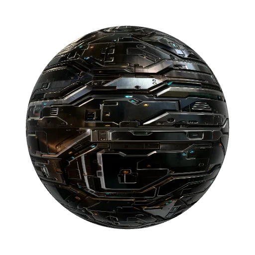 sci fy metal panel trim sheet with details, bevels… — seamless metal PBR material preview