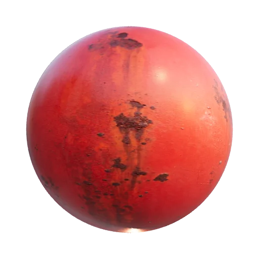 A detailed flat texture of a weathered industrial red… — seamless metal PBR material preview