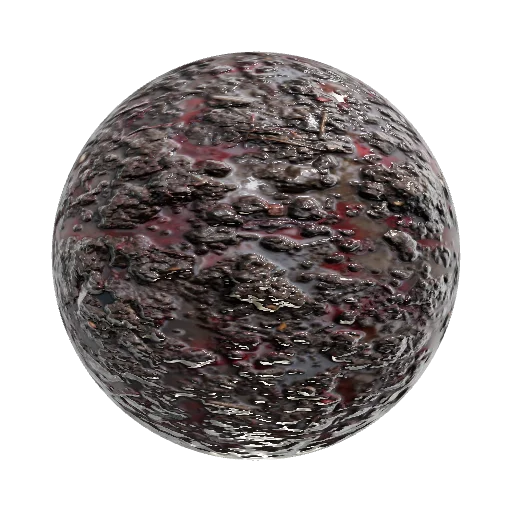 muddy soil with water puddles and blood stains — seamless ground PBR material preview