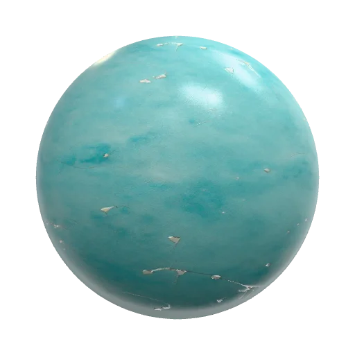 Vintage chipped turquoise vintage ceramic bathroom sink — seamless stone PBR material preview