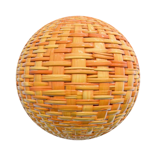 Stylized hand-woven wicker / rattan material made from… — seamless wood PBR material preview