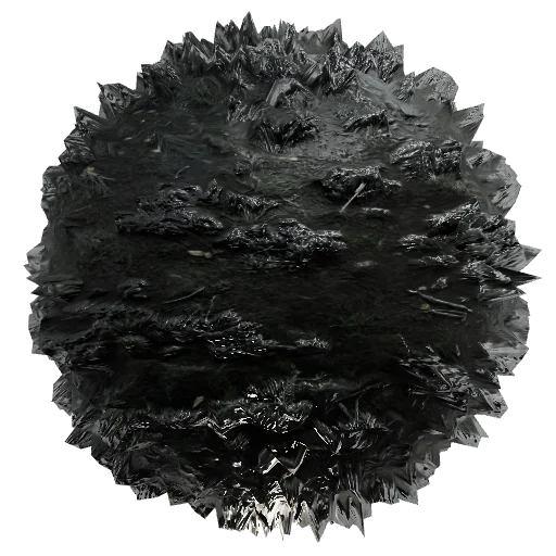 Stylized painterly dark gothic moorland ground terrain, hand-painted RTS
game texture, denser patches of low-lying desat — seamless ground PBR material preview