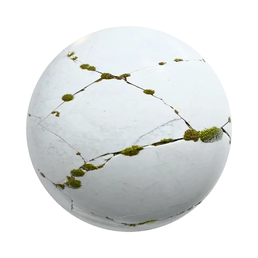 расколотый белый мрамор покрытый мхом,меньше more… — seamless stone PBR material preview