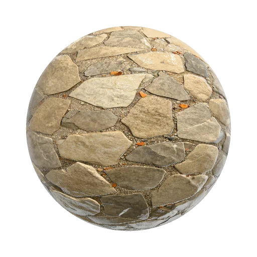 Rough natural flagstone path, irregular polygonal… — seamless stone PBR material preview