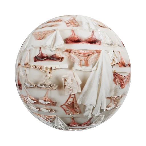 lingerie bra panty towel drying on rope — seamless fabric PBR material preview