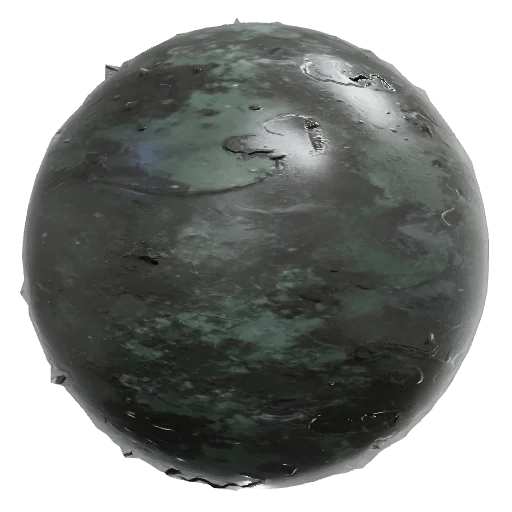 Stylized painterly rain-soaked mud ground texture, hand-painted RTS game
texture, dark wet packed soil with a glossy dam — seamless ground PBR material preview
