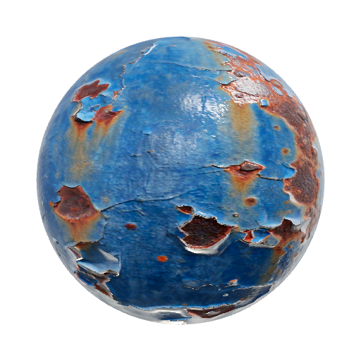 Ржавое железо синего цвета с облезлой краской — seamless metal PBR material preview