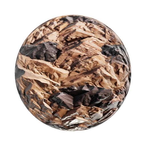 Stylized desert Mountaiin rock texture left to right… — seamless stone PBR material preview