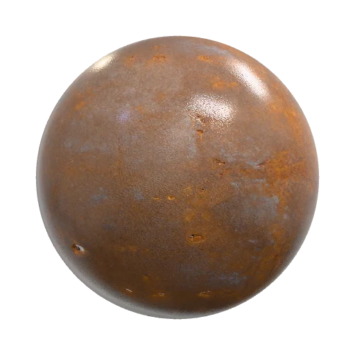 Weathered brown I-beam steel with scattered rust spots — seamless metal PBR material preview