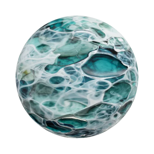 Smoke-stained glass, ocean collage-effect, rippled, cylindrical specifications — seamless organic PBR material preview
