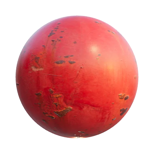 A detailed flat texture of a weathered industrial red… — seamless metal PBR material preview