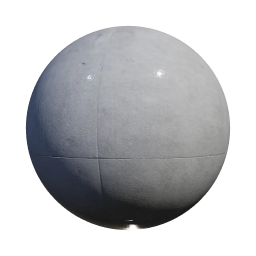 A single square architectural concrete block filling the frame, with visible dark recessed seams and beveled joints runn — seamless stone PBR material preview
