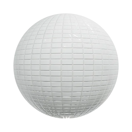 Minimalist white ceramic pool tiles, seamless PBR… — seamless tile PBR material preview