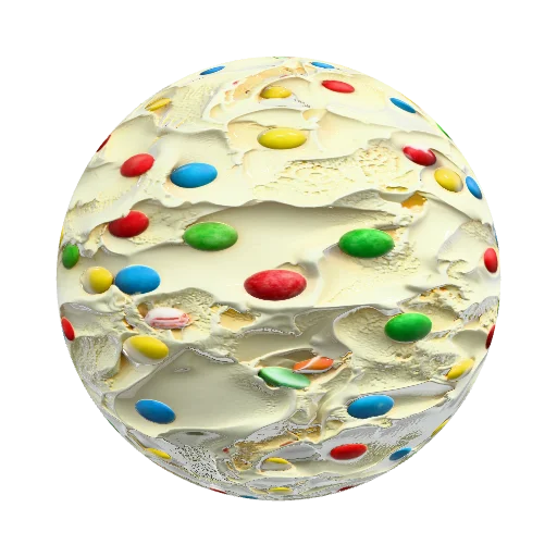 Текстура мороженного с кусочками M&ms — seamless organic PBR material preview