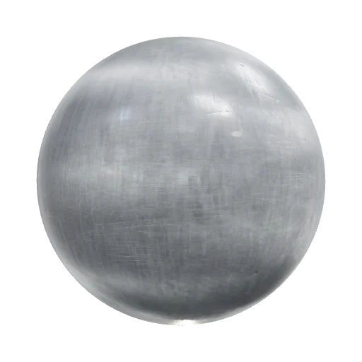 A close-up view of a metal surface featuring detailed texture with visible small scratches and slight signs of corrosion — seamless metal PBR material preview