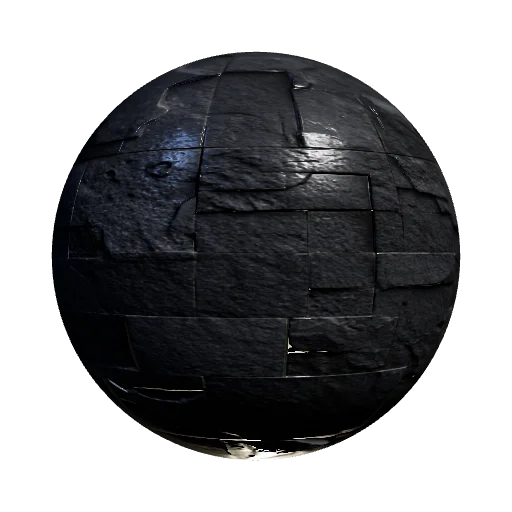 Dark monolithic basalt stone block wall, tight joints, geometric brutalist pattern, chiseled raw surface, seamless textu — seamless stone PBR material preview