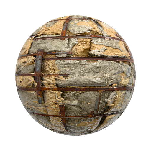 Worn down factory insulation with support beams… — seamless metal PBR material preview