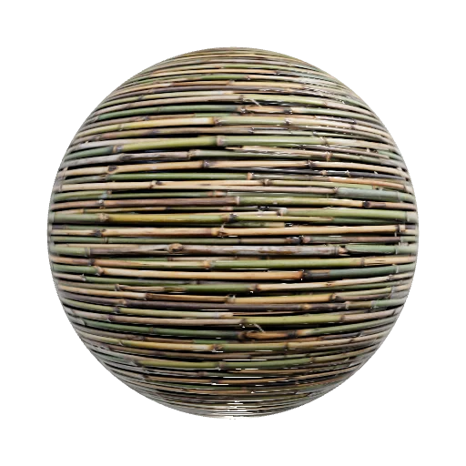 Distressed bamboo reeds, waterlogged from a recent rainfall — seamless organic PBR material preview