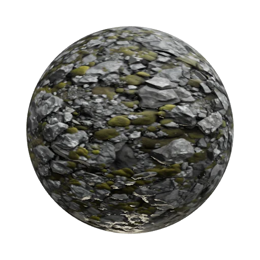 mountain rmossy rocks — seamless stone PBR material preview