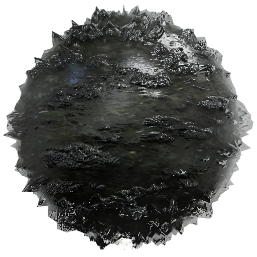 Stylized painterly dark gothic moorland ground terrain, hand-painted RTS
game texture, denser patches of low-lying desat — seamless ground PBR material preview