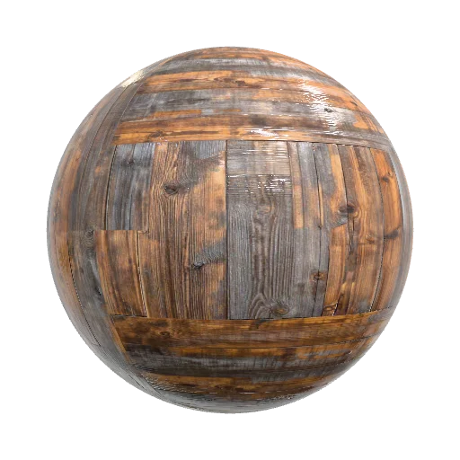 старый пол из параллельно лежащих старых досок — seamless wood PBR material preview