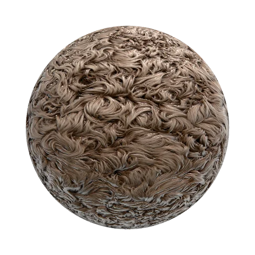 Long-Pile Faux Fur Upholstery Color: Warm Taupe / Camel… — seamless fabric PBR material preview