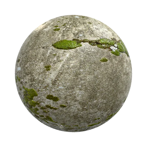 realistic concrete, medium amount of moss — seamless stone PBR material preview