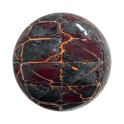 sci-fi hard trim металл с прожилками лавы из… — seamless metal PBR material preview