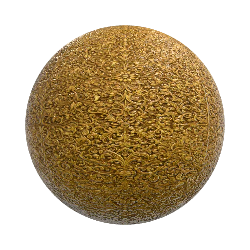 An ornate cast gilded bronze surface with intricate… — seamless metal PBR material preview