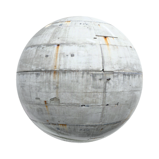 Reinforced concrete bunker wall with large cast… — seamless metal PBR material preview