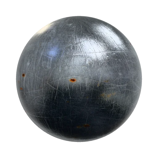 steel metal with scratches and dents, medium amount of… — seamless metal PBR material preview