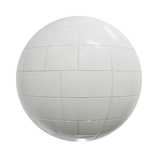 Polished off-white ceramic tile with a fine grid of light grey grout lines, smoo — seamless tile PBR material preview